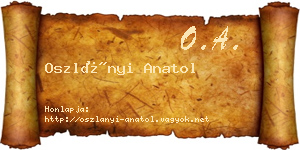 Oszlányi Anatol névjegykártya